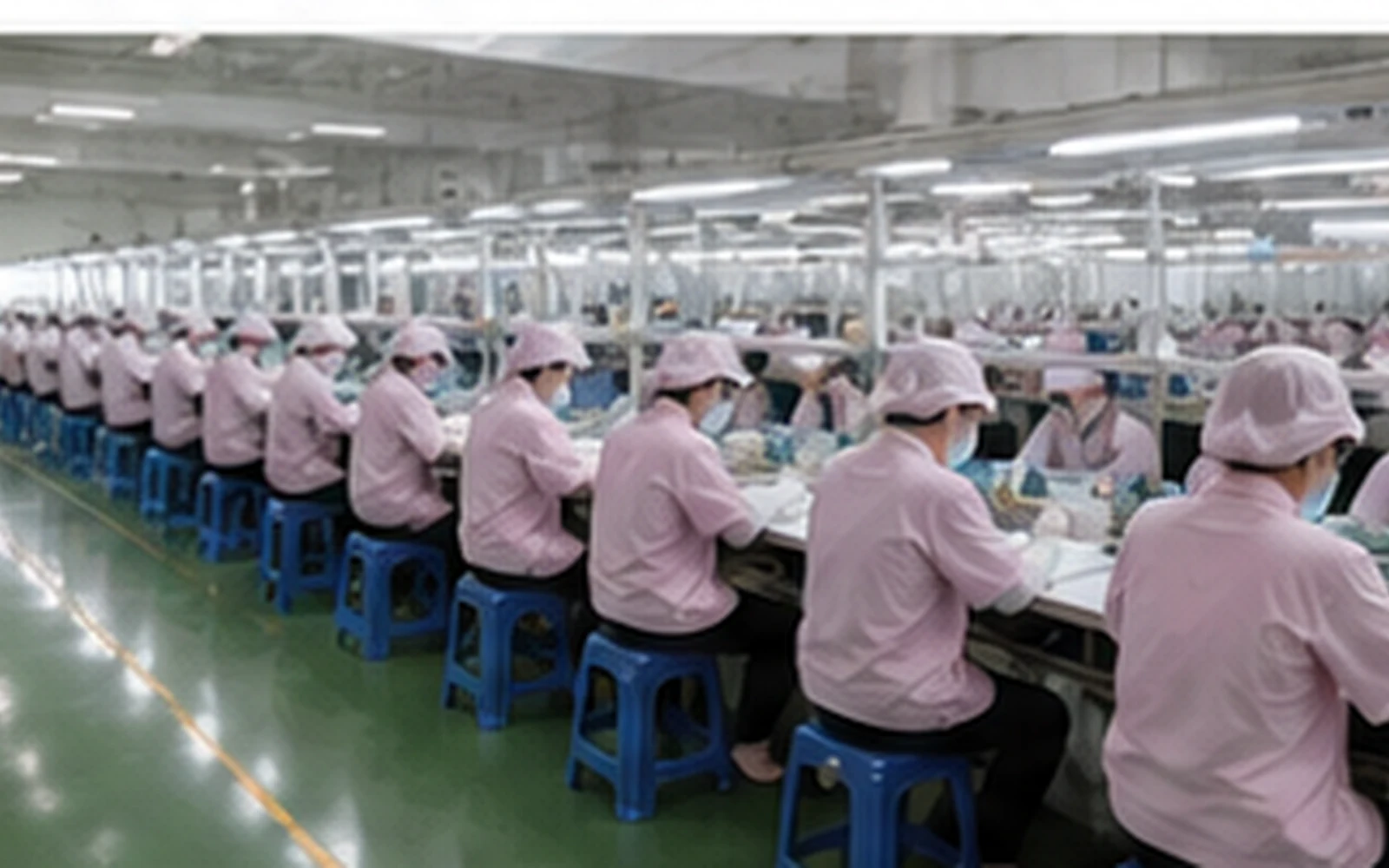Press-on nail mass production workshop with organized production stations